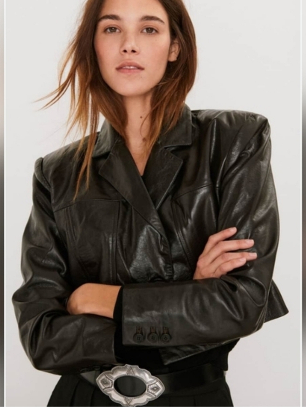 Nwot Ba&sh CELIA Sold Out Lambskin Black Cropped Leather Jacket Eu2 US 6 Medium
